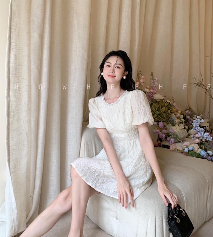 [xiuxixi] French Beaded bubble sleeve backless design dress 8113\jhy