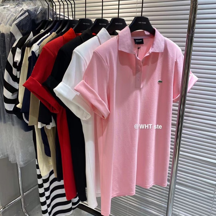 [wht] small embroidery polo collar shoulder pad loose short sleeve T-shirt ys1-4093\wtt