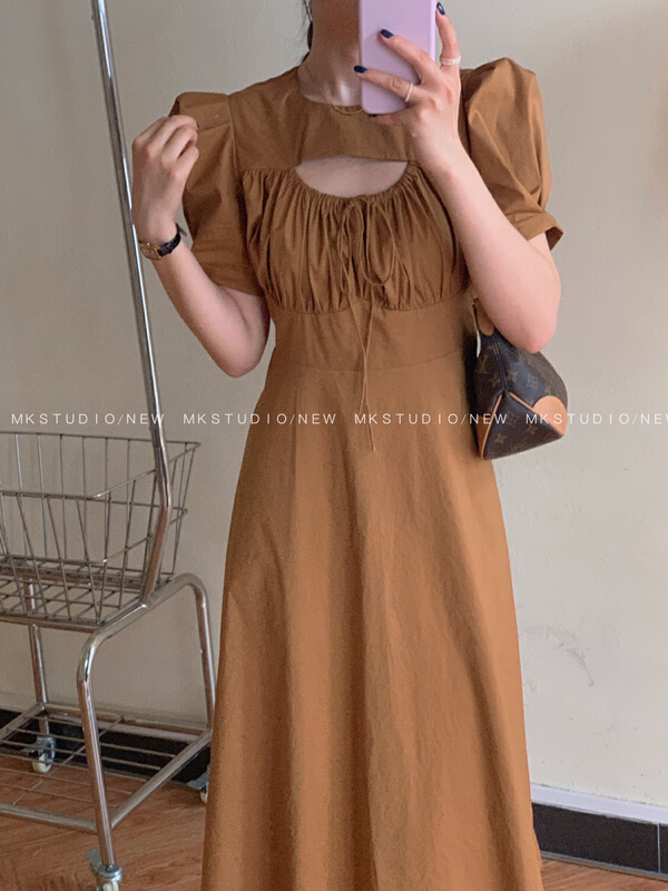 [chen/mk] Korean version simple temperament slim dress 3310\hjy