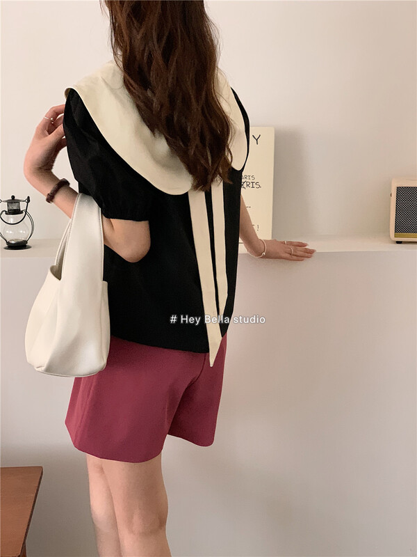 [hey Bella] color blocking fashion Korean shirt ys1-1592\ll
