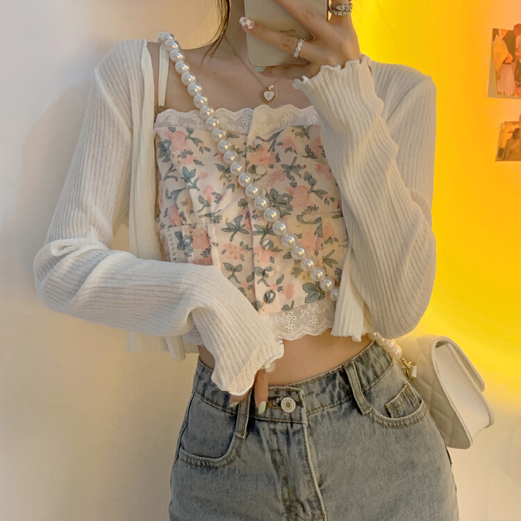 [f · P] French sweet wind FLORAL LACE VEST / sling 60102\hbx