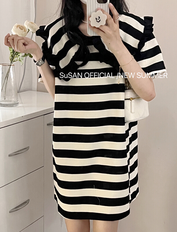 [Susan] casual loose striped baby collar dress 18372\lsw