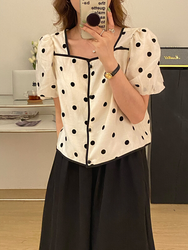 [tototellme] fashion retro dot T-shirt 20506\hbx