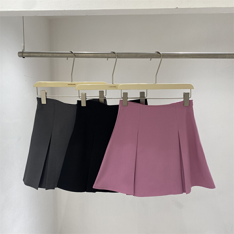 [Focus] fashion temperament sweet solid color high waist skirt 8041\hbx