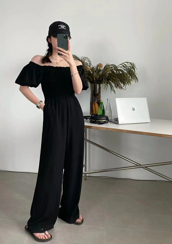 [top] elegant temperament High Waist Wide Leg Jumpsuit 7089\zjy