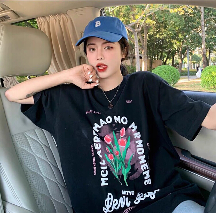 [Dake family] unique tulip printed short sleeve T-shirt 5162\zjy