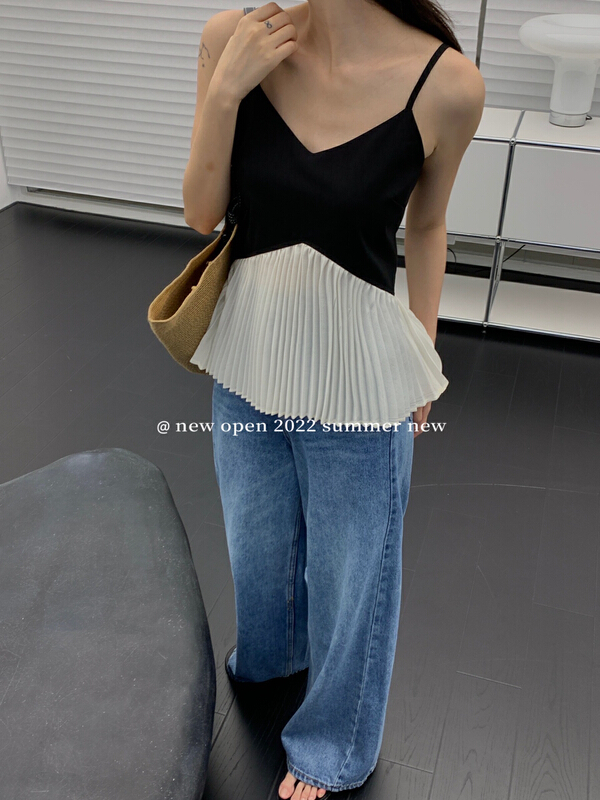 [new open] Korean design, color contrast, sexy versatile vest / sling db22810y\zxx
