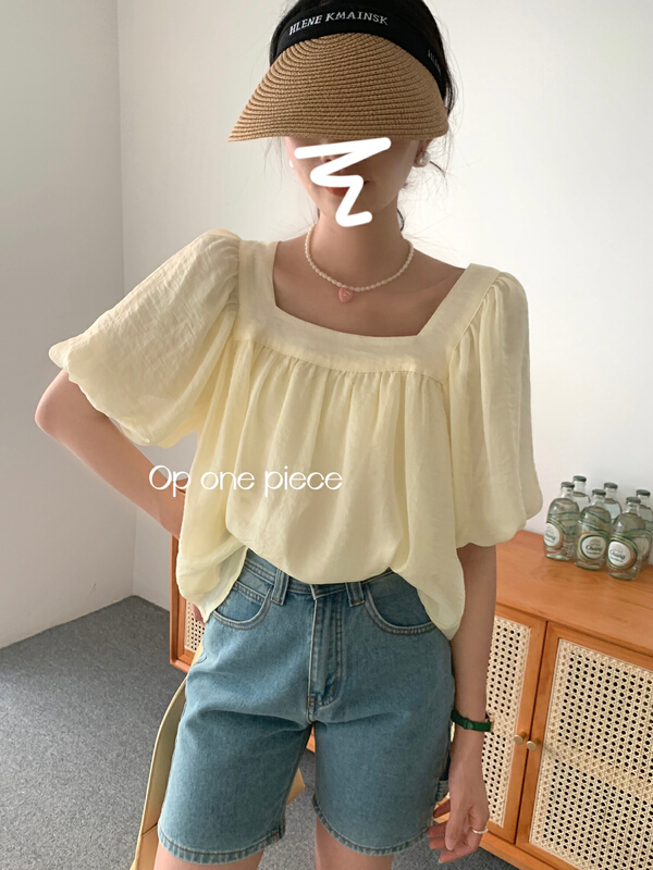 [OP one piece] French square neck chic shirt 3166 \hjy