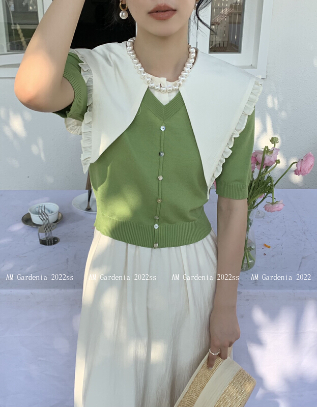 [neeko] Korean design large lapel dress ➕ Gentle style knitted cardigan suit 3512\pcz