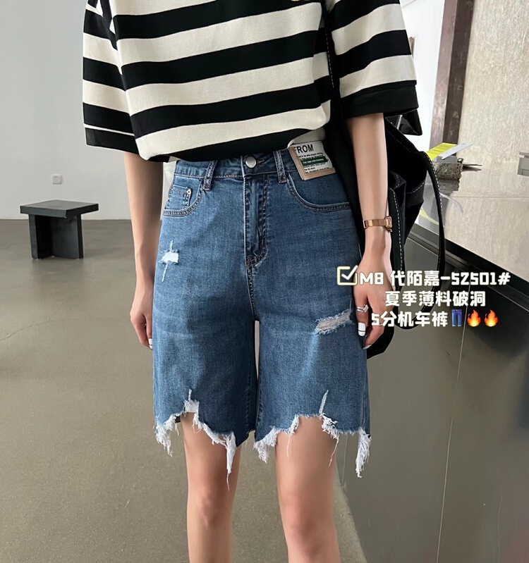 【M8牛仔】貼標韓系顯瘦牛仔短褲  52501#  LSL