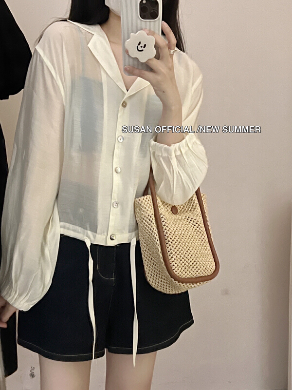 [Susan] suit collar breathable simple sunscreen shirt 19205\lsw