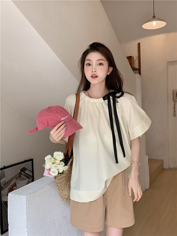 [dolly] design sense niche French lace up shirt 3826\pcz
