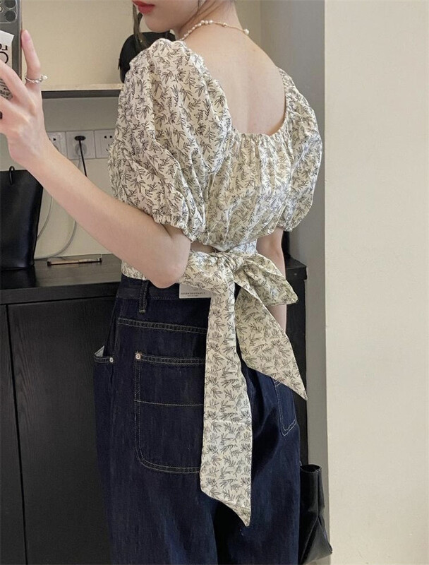 [h2-studio] sweet little fresh broken flower bandage shirt a1029\hbx