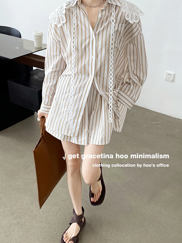 [gracetina Hoo] silk cotton detachable lace collar shirt set (light breathable Tencel cotton) tz651\cqw