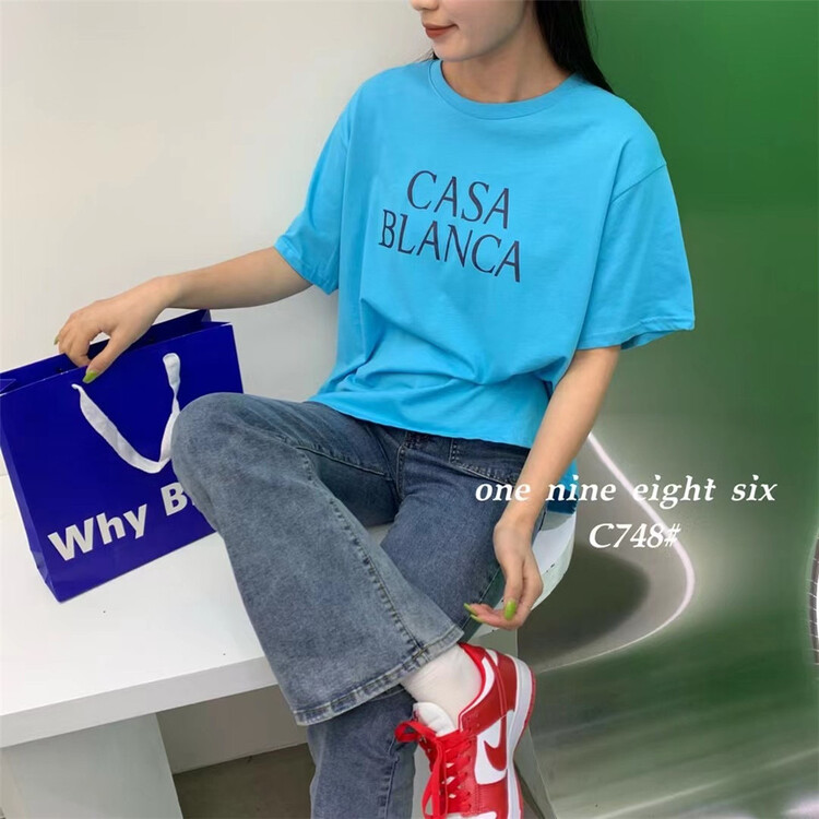 In early summer! [1986] loose round neck letter short sleeve T-shirt 748\xyy