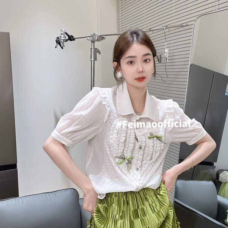 In early summer! [Feimao Philippine cat] sweet and versatile chiffon shirt ys1-ym-9340\lsl
