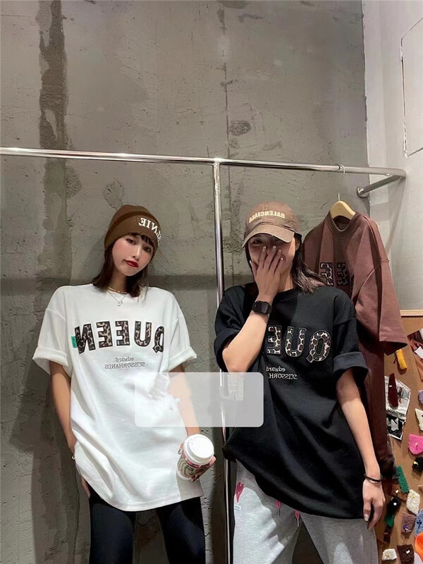 New year in early spring! [Yingquan society] letter embroidery round neck Pullover short sleeve T-shirt 4961\ww