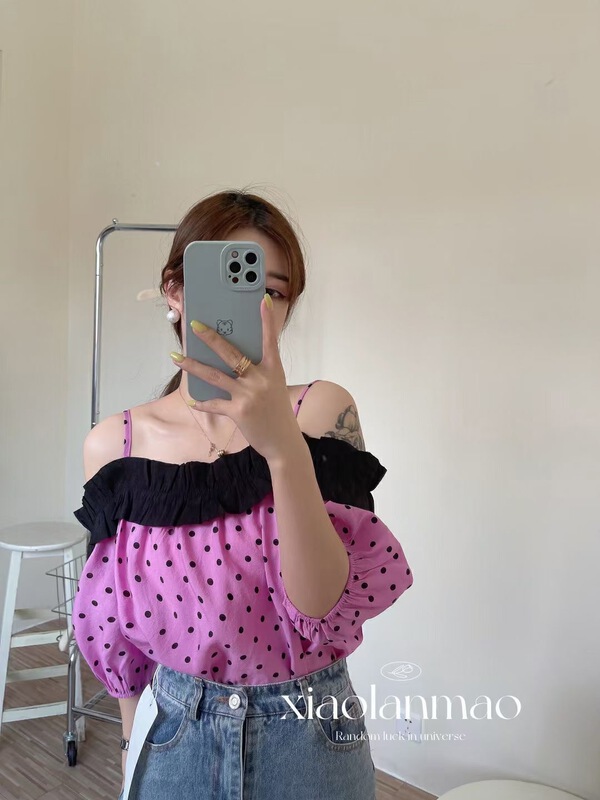 [m&t] Korean version little woman wave point sling shirt ys1-8806\hjy
