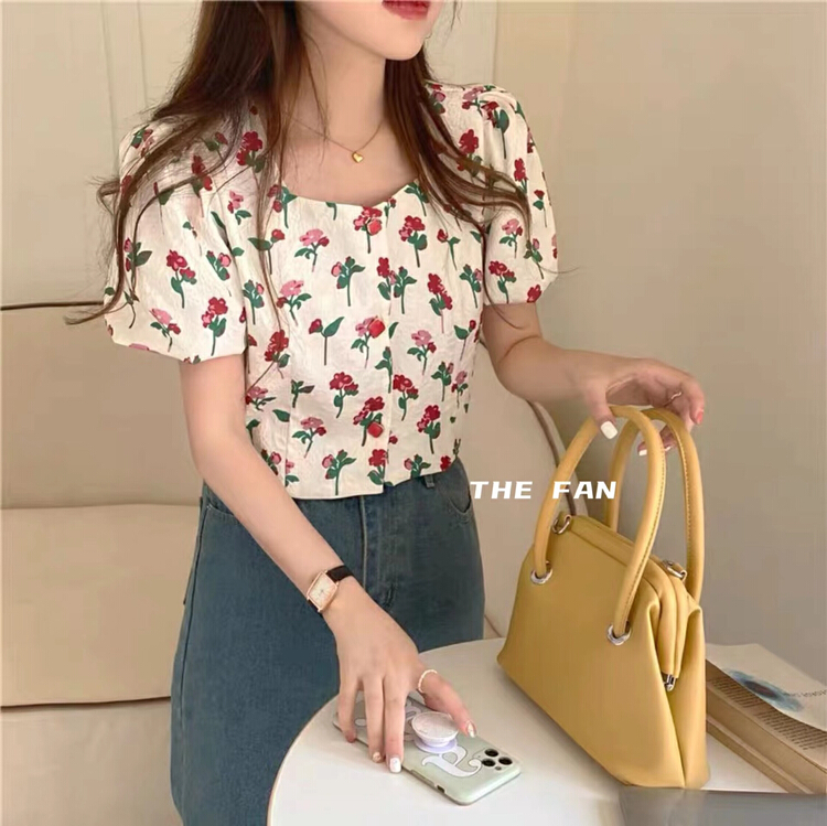 [the fan] temperament square collar floral shirt 506599\pcz