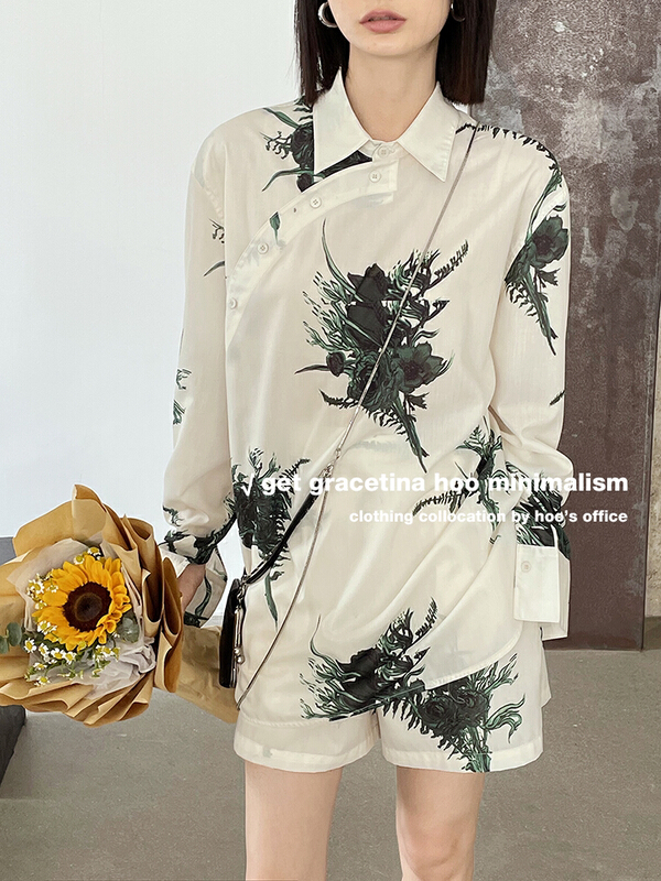 [gracetina Hoo] textured silk cotton Chinese oblique placket set tz363\cqw