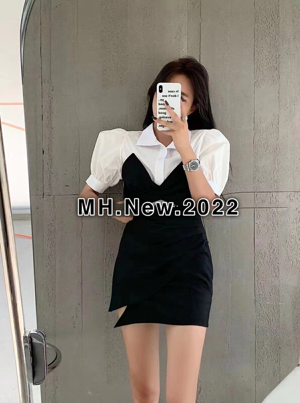 [M.H] Korean style versatile Top + slim Hip Wrap Skirt Suit 8444\pcz