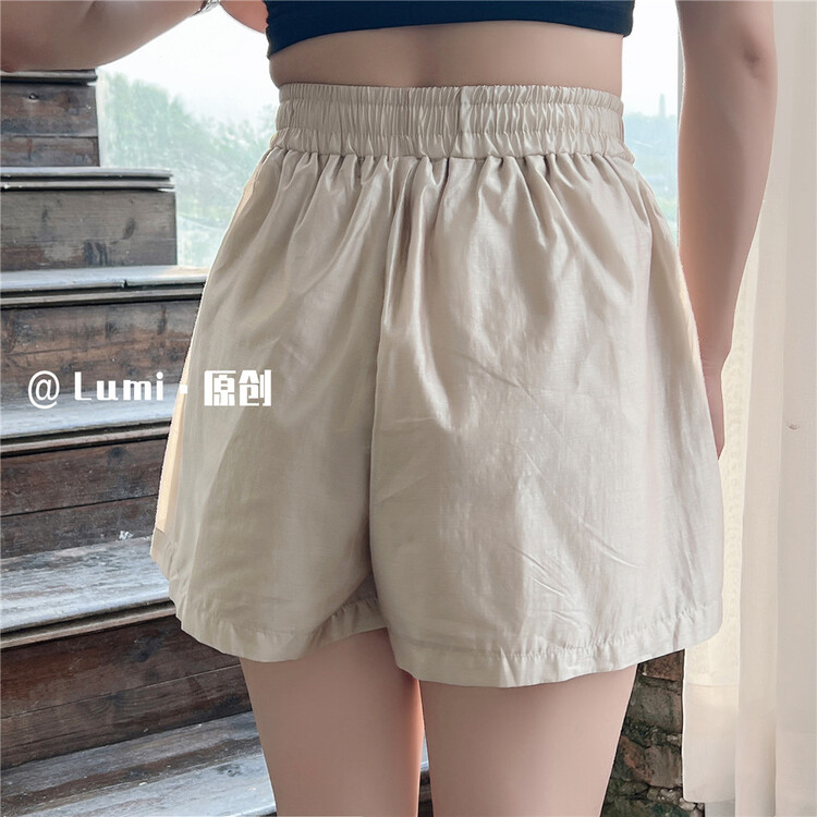 [Lumi] elastic waist simple comfortable casual shorts 822905-1\ll