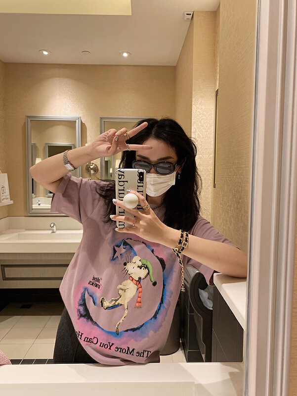 [wgwe] fashion loose print short sleeve T-shirt 1891\pcz