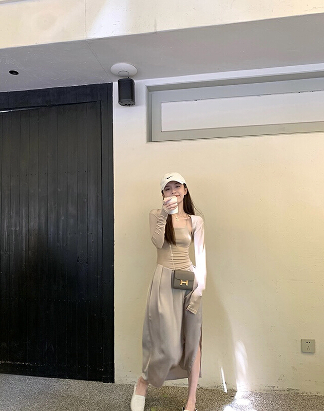 [Amanda] hot girl cross suspender dress + gentle wind sunscreen suit 5075\pcz