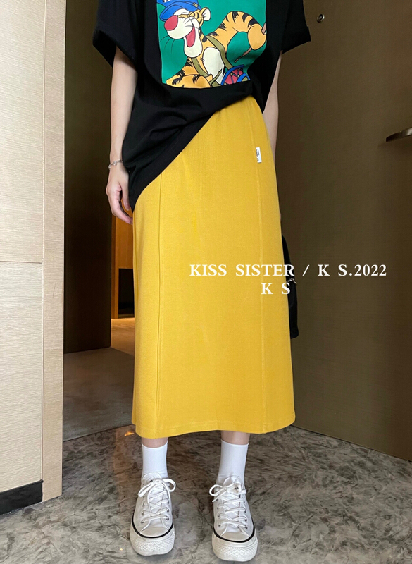 New year in early spring! [kiss sister] simple candy color back split high waist slim skirt 9015\ozq