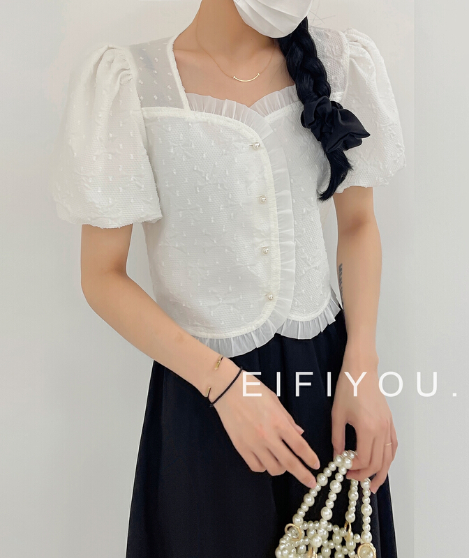 [EI fi you] French gentle wind pearl shirt 5096\lsl
