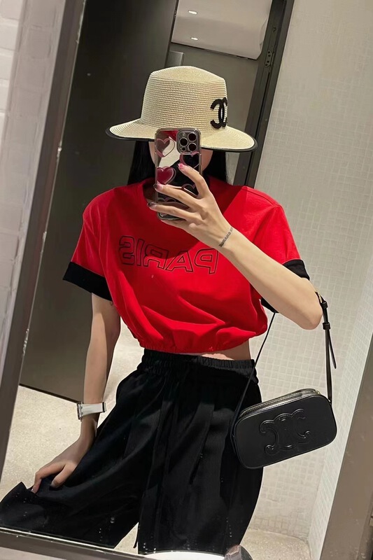 [DL] letter drawcord Pullover short sleeve T-shirt 8672\wtt