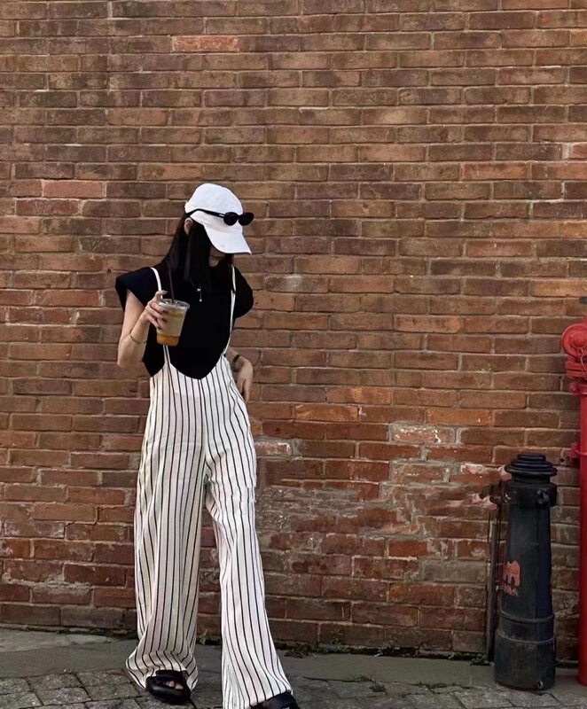 [Yan Zhen] casual striped wide leg Jumpsuit 57801\pcz