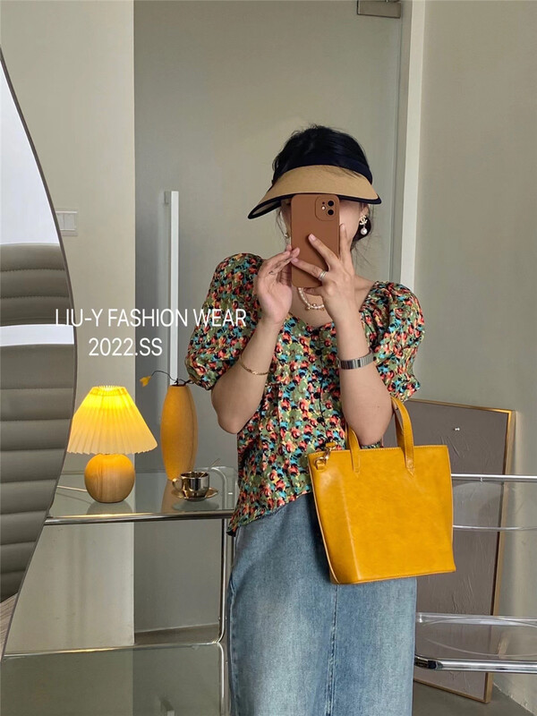 [liu.y] Vintage Floral square collar shirt 0639\zjy