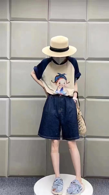 [an studio] slim, loose and comfortable round neck short sleeve T-shirt 8853\l