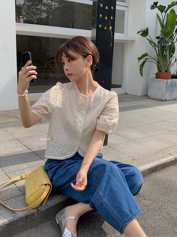 [seek peach] single breasted comfortable Korean shirt (only selling shirts) 5321\ll