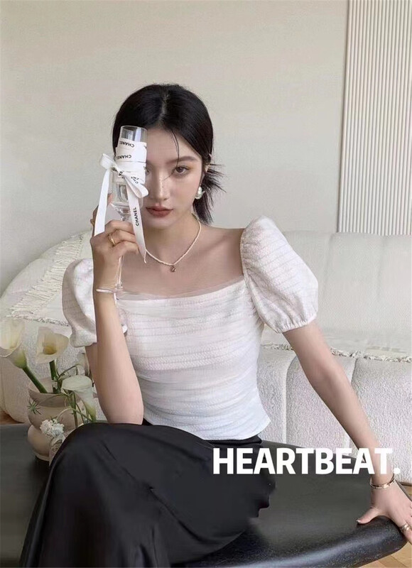[hearteat] design Fashion Square Neck Shirt 538\zjy
