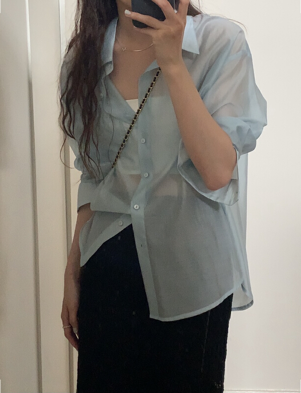 [bluepops] simple casual sunscreen Tencel shirt 1129\zxl