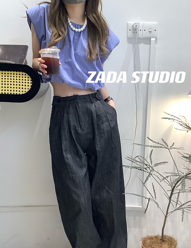 [Zada] niche round neck comfortable shirt 3313\wtt