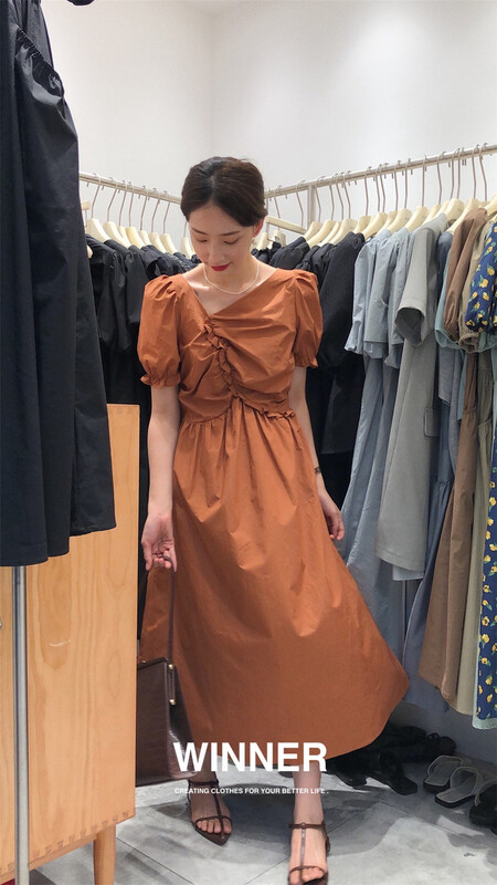 [winner] V-neck pleated lady dress 9060\ll