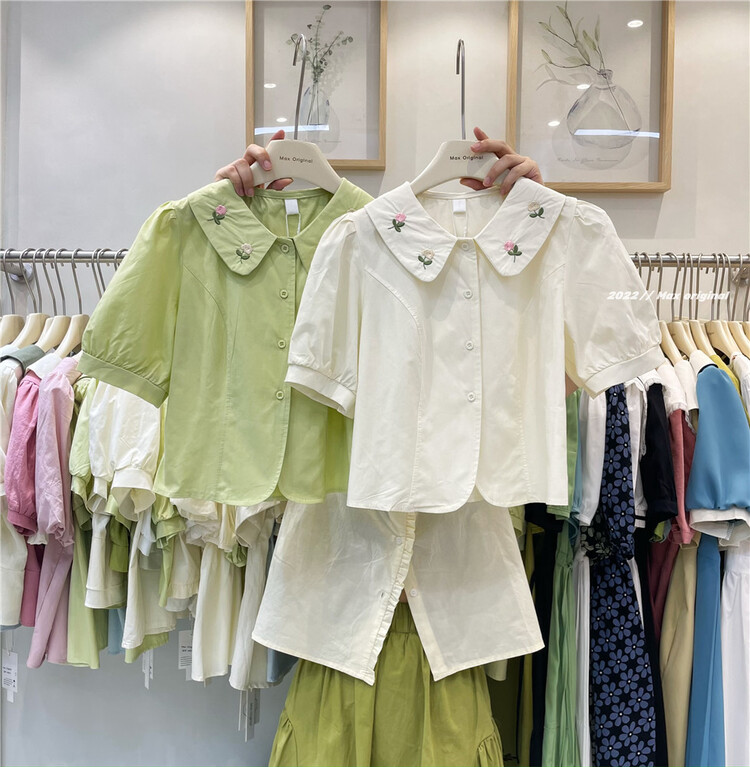[Max original] floral embroidery baby collar shirt 98258 \hbx