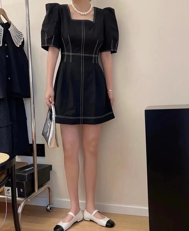 [xixi+] square neck Pullover short sleeve dress 9037\wtt