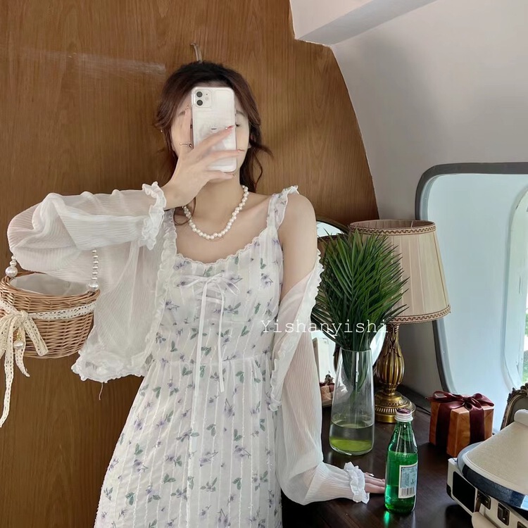 [Yishan Yishi] Han Shu sun protection micro transparent knitted cardigan 328\hjy