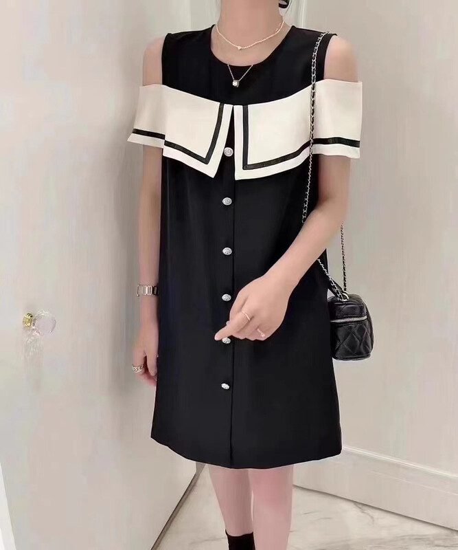 [Han C family] sleeveless color blocking thin dress 8474\pcz