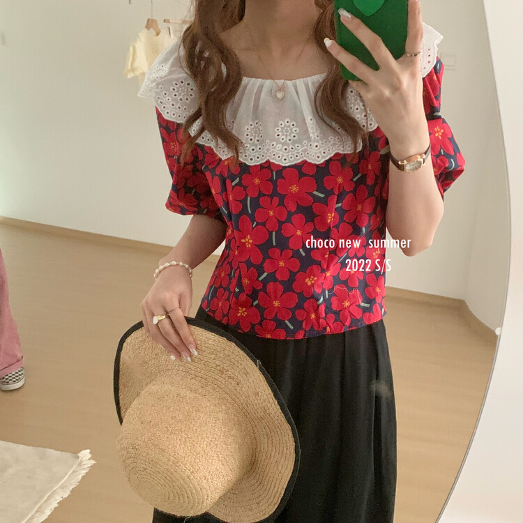 [choco] fashion small design floral shirt 8347\hbx