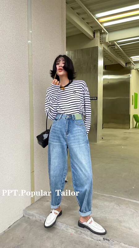In early summer! [ppt] Korean loose letter printed Harlan jeans ys1-0598\xyy