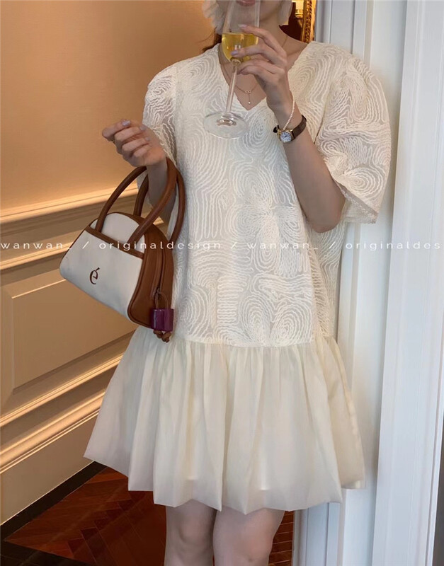 [wanwan] gentle and slim V-neck dress 6715\hbx