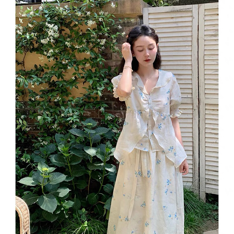 [jun.t] small fragrance Top + western style skirt set 6136\pcz