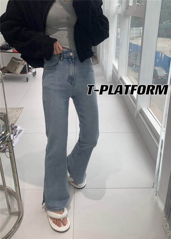 Original price 107.16! New year in early spring! [t-platform] Korean version of clear color slightly skinny jeans 6118\zxx