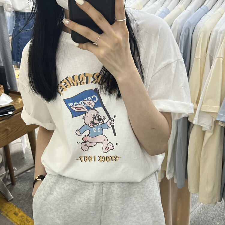 [Li Bai] cartoon printed casual round neck short sleeve T-shirt 2830-1a\ll