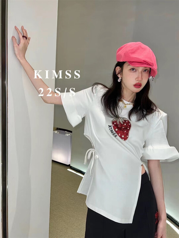 [big C studio] strawberry Pullover versatile short sleeve T-shirt 1152\pcz